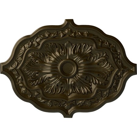 Ekena Millwork Pesaro Ceiling Medallion, Hand-Painted Green Gold, 36"W x 26"H x 1 1/2"P CM36X26PEGGS